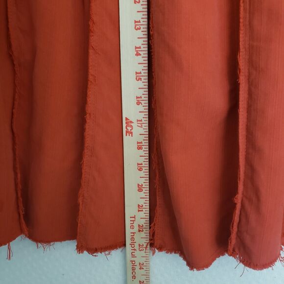 Vintage Da Nang Pleated Skirt Red Orange Grunge Skater‎ Size L Boho Raw Edges - Picture 7 of 8